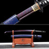 JIHPEN sword - Handmade Wakizashi SwordRed Damascus steel With Blue Scabbard - 31 in