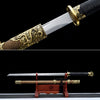 JIHPEN Sword - Handmade Ninja Sword High manganese steel blade full Tang Gold leather sheath - 42 in