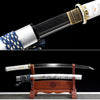 JIHPEN sword - Handmade Full Tang Wakizashi Sword Damascus SteelClay Tempered Blade White printed scabbard - 31 in