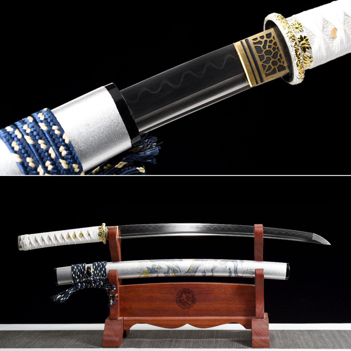 ゆ*き様 DEAD SWORD KG-00 6-710EXH　ホワイトノイズ JIHPEN sword - Handmade Full Tang Wakizashi Sword Damascus Steel