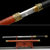 JIHPEN Sword - Handmade Ninja Sword Spring steel Carved pattern blade full Tang Red spot sheath - 42 in