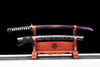 JIHPEN sword - Handmade Wakizashi SwordRed Damascus steel With Chroma Scabbard - 31 in