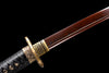 JIHPEN sword - Handmade Wakizashi Sword Red Damascus steel With Black leather Scabbard - 31 in