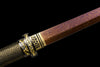 JIHPEN sword - Handmade Ninjato Sword red Damascus steel steel Full Tang Leather sheath and leather wooden handle- 41 in