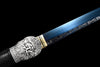 JIHPEN Sword - Handmade Ninja Sword Spring steel blue blade full Tang Black leather sheath - 42 in