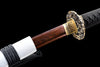 JIHPEN sword - Handmade Wakizashi Sword Red Damascus steel With white leather Scabbard - 31 in