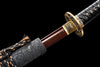 JIHPEN sword - Handmade Wakizashi Sword Red Damascus steel With Black leather Scabbard - 31 in