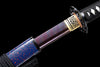 JIHPEN sword - Handmade Wakizashi SwordRed Damascus steel With Blue Scabbard - 31 in