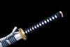 JIHPEN sword - Handmade Ninjato Sword Red Damascus steel steel Full Tang White printing scabbard Blue rope handle white ray skin- 41 in